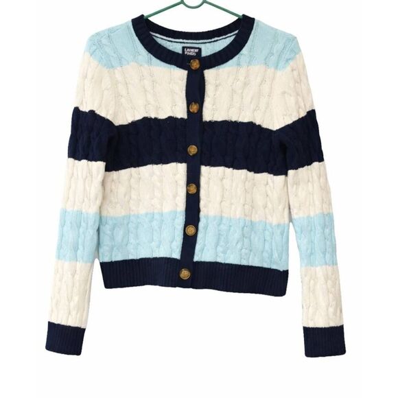 Lands' End Sweaters - Lands end drifter womens small cotton sweater cardigan cable knit spring summer